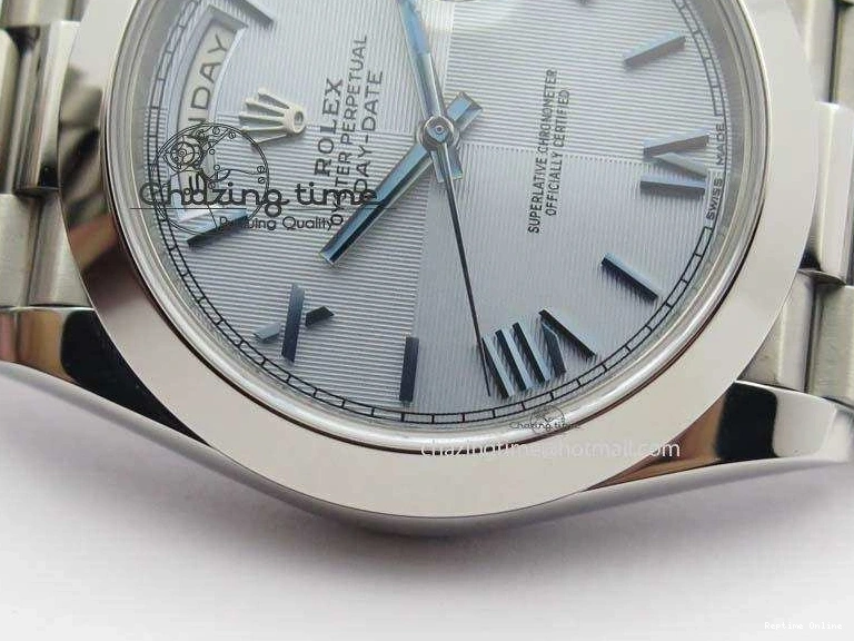0521 Day-Date 40mm 228206 SS Noob 1:1 Best Edition Quadrant Textured Ice Blue Dial On SS Bracelet A Timeless 3801